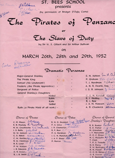 Pirates of penzance Programme